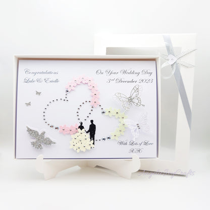 Handmade Personalised 3D Anniversary Card with Floral Hearts & Couple + Complimentary Gift Box | Anniversary | Wedding | Engagement