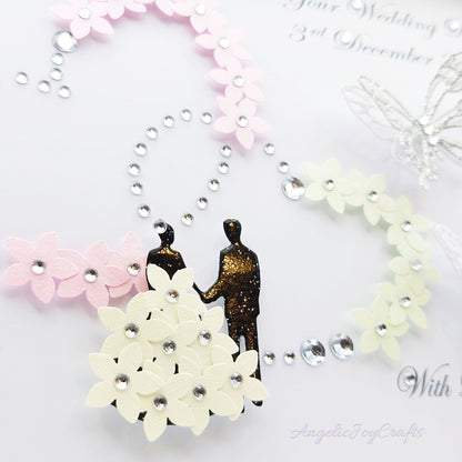 Handmade Personalised 3D Anniversary Card with Floral Hearts & Couple + Complimentary Gift Box | Anniversary | Wedding | Engagement