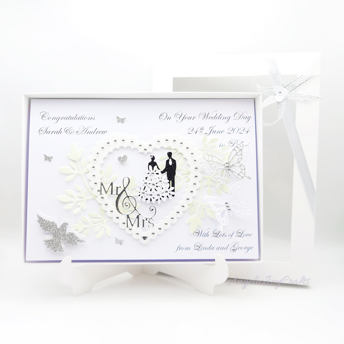 Handmade Personalised 3D Anniversary Card with Floral Heart & Couple + Complimentary Gift Box | Anniversary | Wedding | Engagement