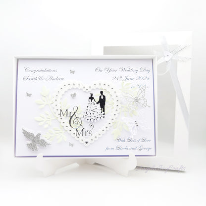 Handmade Personalised 3D Anniversary Card with Floral Heart & Couple + Complimentary Gift Box | Anniversary | Wedding | Engagement