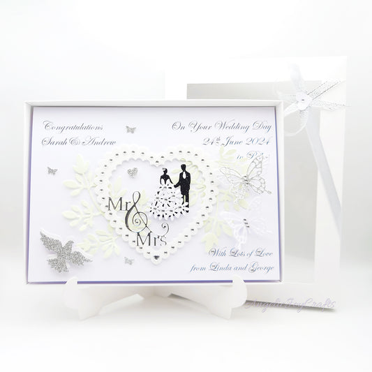 Handmade Personalised 3D Anniversary Card with Floral Heart & Couple + Complimentary Gift Box | Anniversary | Wedding | Engagement