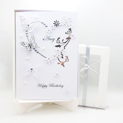 Handmade Personalised 3D Birthday Card with Flower Bouquet & Bow + Complimentary Gift Box | Birthday | Mother's Day