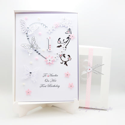 Handmade Personalised 3D Birthday Card with Flower Bouquet & Bow + Complimentary Gift Box | Birthday | Mother's Day