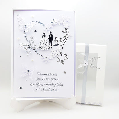 Handmade Personalised 3D Wedding Card with Floral Heart & Butterflies + Complimentary Gift Box | Anniversary | Wedding | Engagement