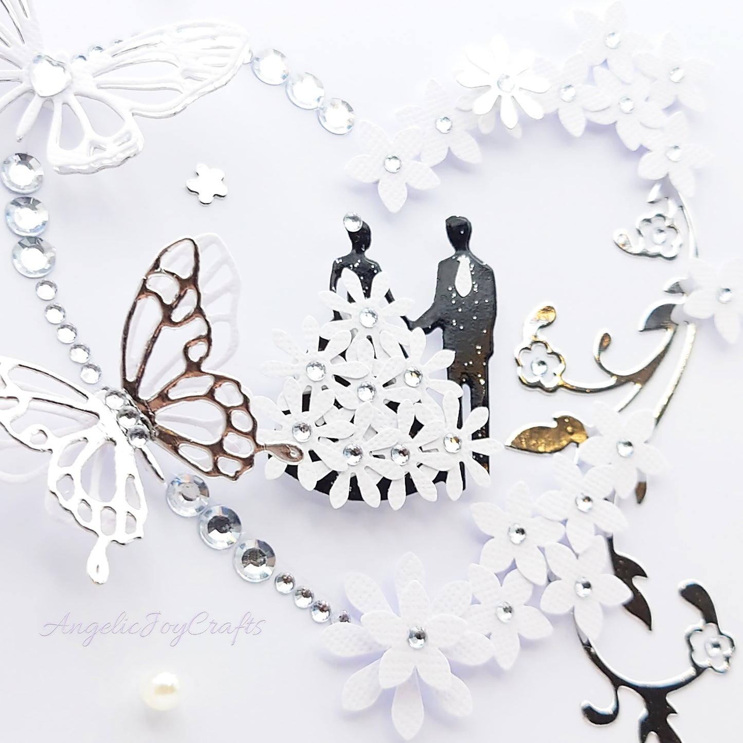 Handmade Personalised 3D Wedding Card with Floral Heart & Butterflies + Complimentary Gift Box | Anniversary | Wedding | Engagement