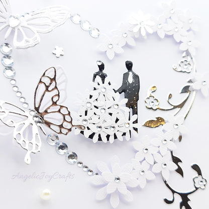 Handmade Personalised 3D Wedding Card with Floral Heart & Butterflies + Complimentary Gift Box | Anniversary | Wedding | Engagement