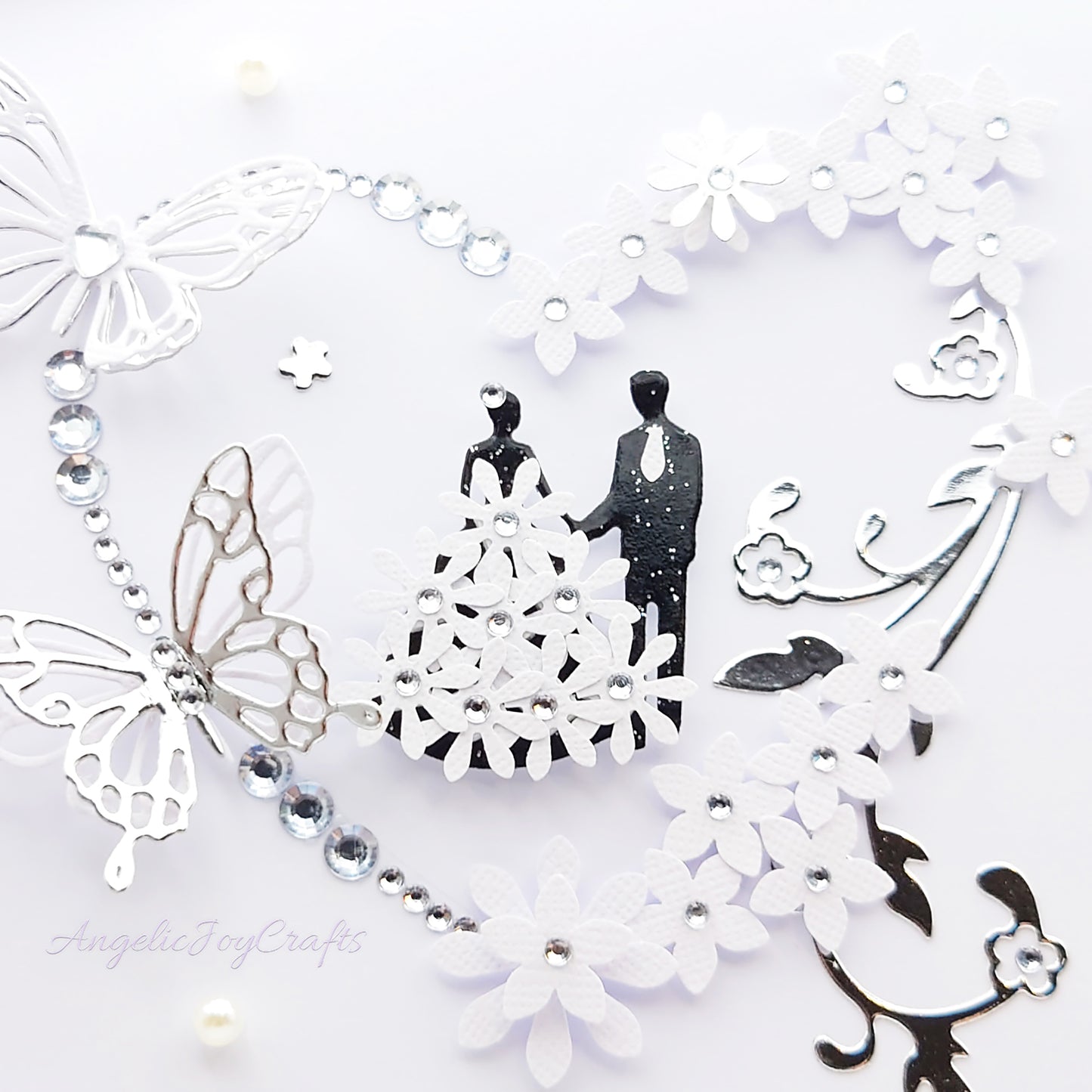 Handmade Personalised 3D Wedding Card with Floral Heart & Butterflies + Complimentary Gift Box | Anniversary | Wedding | Engagement