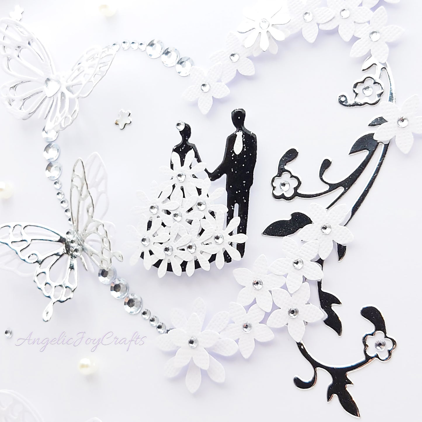 Handmade Personalised 3D Wedding Card with Floral Heart & Butterflies + Complimentary Gift Box | Anniversary | Wedding | Engagement