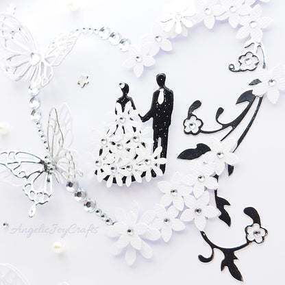 Handmade Personalised 3D Wedding Card with Floral Heart & Butterflies + Complimentary Gift Box | Anniversary | Wedding | Engagement