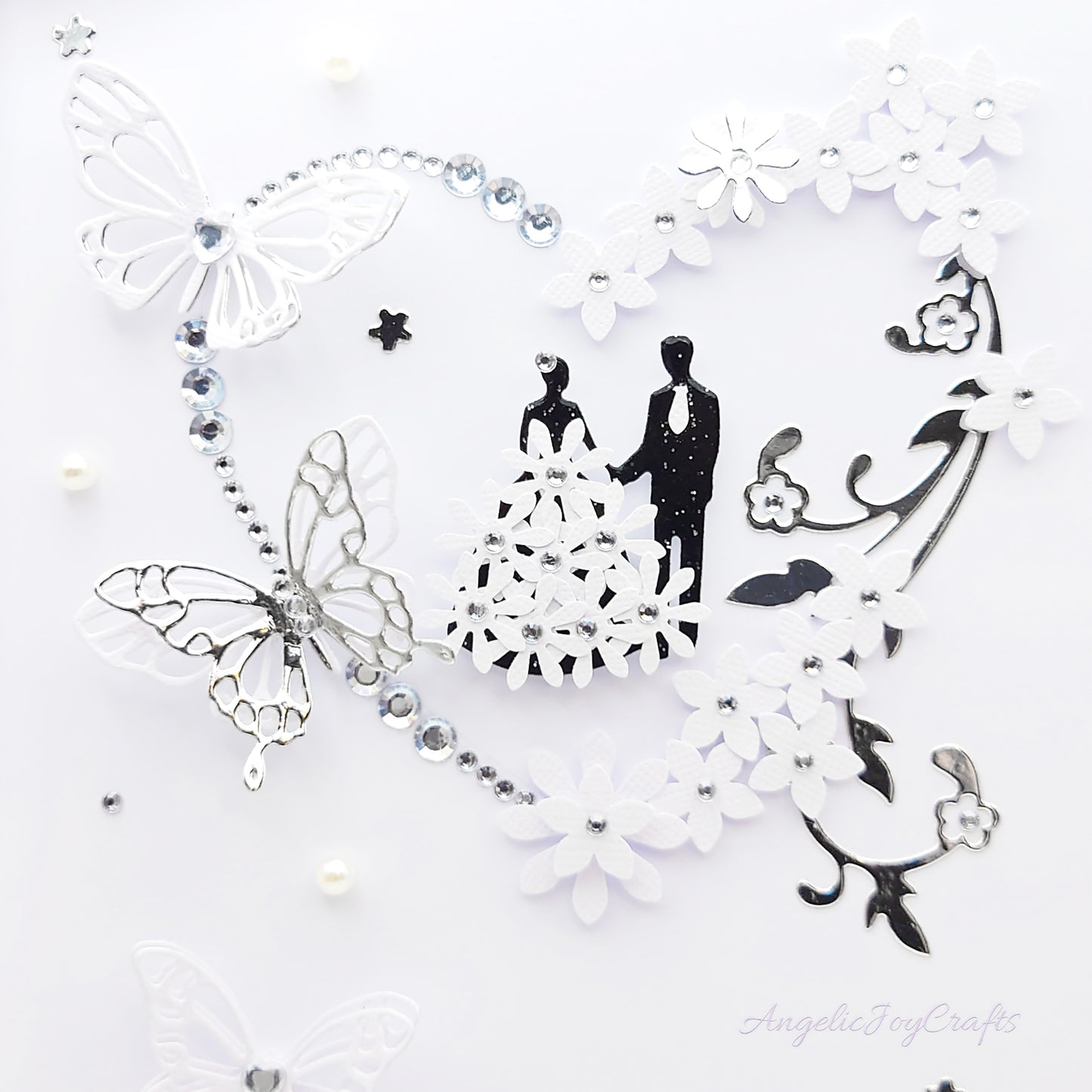 Handmade Personalised 3D Wedding Card with Floral Heart & Butterflies + Complimentary Gift Box | Anniversary | Wedding | Engagement