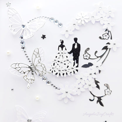 Handmade Personalised 3D Wedding Card with Floral Heart & Butterflies + Complimentary Gift Box | Anniversary | Wedding | Engagement