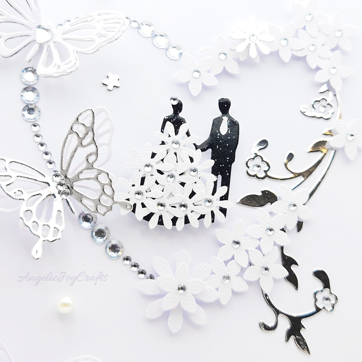 Handmade Personalised 3D Wedding Card with Floral Heart & Butterflies + Complimentary Gift Box | Anniversary | Wedding | Engagement