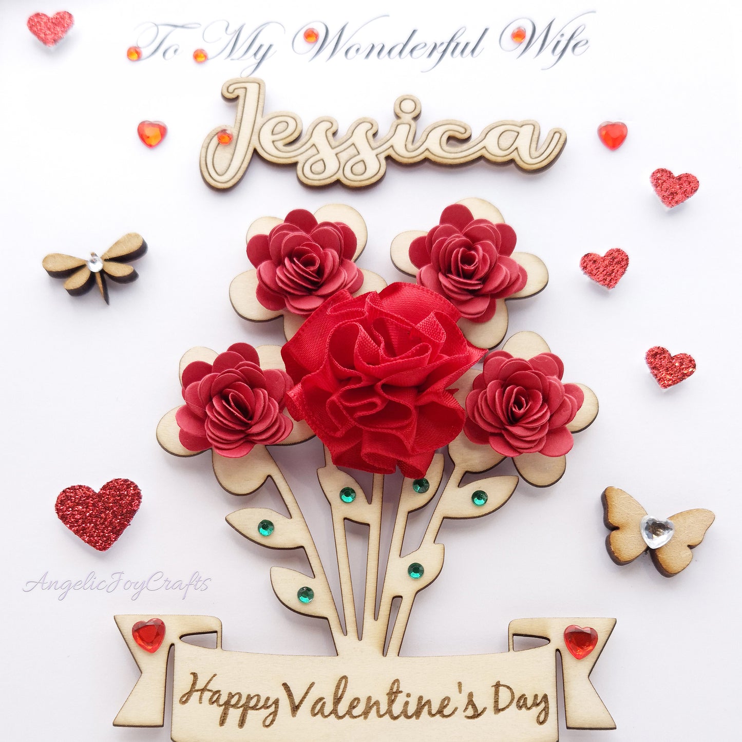 Handmade Personalised 3D Mother's Day Card with Flower Bouquet & Engraved Name + Complimentary Gift Box | Birthday