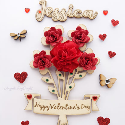 Handmade Personalised 3D Mother's Day Card with Flower Bouquet & Engraved Name + Complimentary Gift Box | Birthday