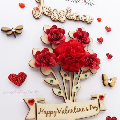 Handmade Personalised 3D Mother's Day Card with Flower Bouquet & Engraved Name + Complimentary Gift Box | Birthday