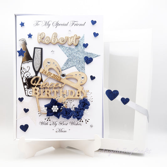 Handmade Personalised 3D Birthday Card with Gift Box & Engraved Name + Complimentary Gift Box | Mother's Day