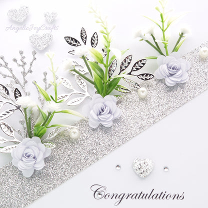 Handmade Personalised 3D Wedding Card with Floral Sash + Complimentary Gift Box | Anniversary | Wedding | Engagement