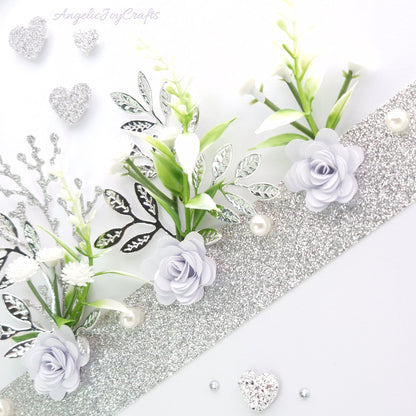 Handmade Personalised 3D Wedding Card with Floral Sash + Complimentary Gift Box | Anniversary | Wedding | Engagement