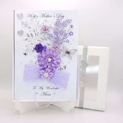 Handmade Personalised 3D Birthday Card with Bow & Floral Bush + Complimentary Gift Box | Birthday | Mother's Day