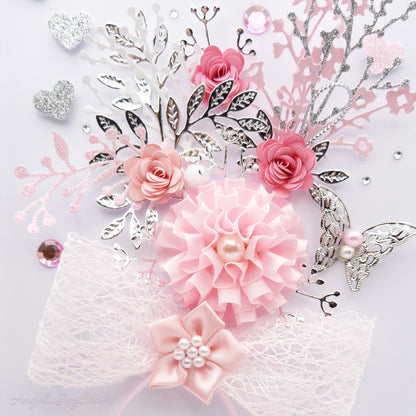 Handmade Personalised 3D Birthday Card with Bow & Floral Bush + Complimentary Gift Box | Birthday | Mother's Day