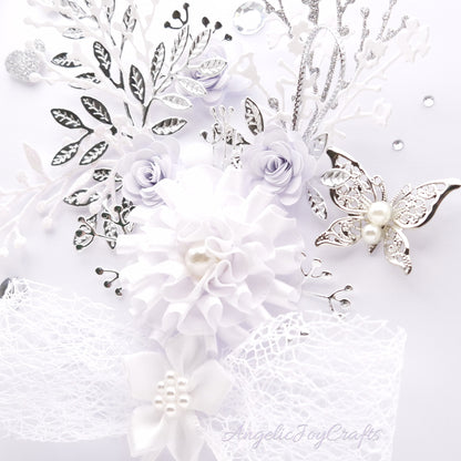 Handmade Personalised 3D Wedding Card with Bow & Floral Bush + Complimentary Gift Box | Anniversary | Engagement