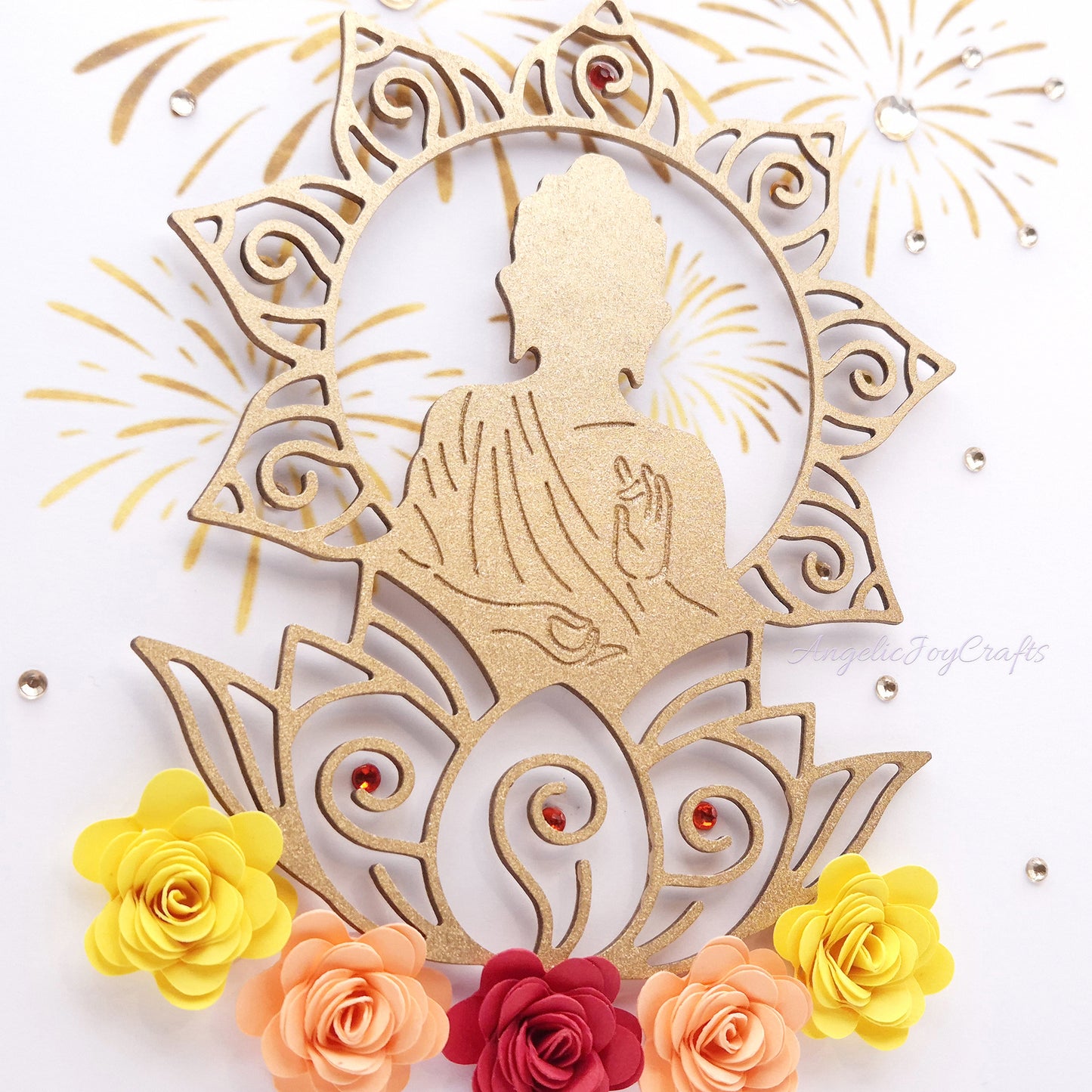 Handmade Personalised 3D Diwali Card with Flowers & Fireworks + Complimentary Gift Box | Deepavali | Deepawali