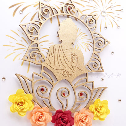 Handmade Personalised 3D Diwali Card with Flowers & Fireworks + Complimentary Gift Box | Deepavali | Deepawali