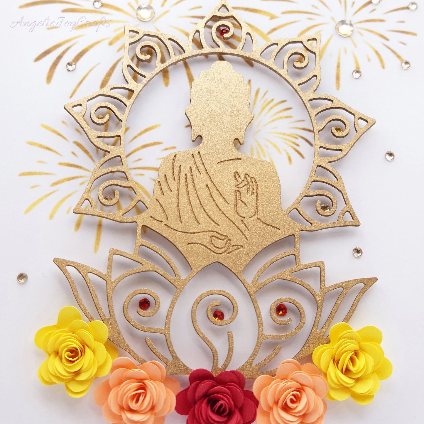 Handmade Personalised 3D Diwali Card with Flowers & Fireworks + Complimentary Gift Box | Deepavali | Deepawali