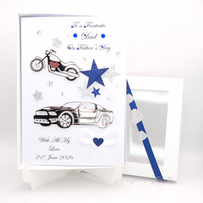 Handmade Personalised 3D Birthday Card with a Car & Motorbike + Complimentary Gift Box | Birthday | Birthday for Him