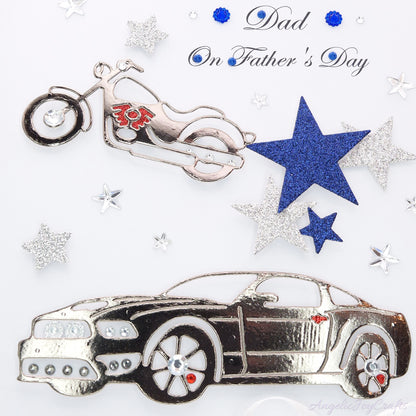 Handmade Personalised 3D Birthday Card with a Car & Motorbike + Complimentary Gift Box | Birthday | Birthday for Him