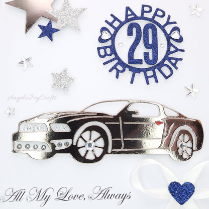 Handmade Personalised 3D Birthday Card with a Car & Stars + Complimentary Gift Box | Birthday | Birthday for Him