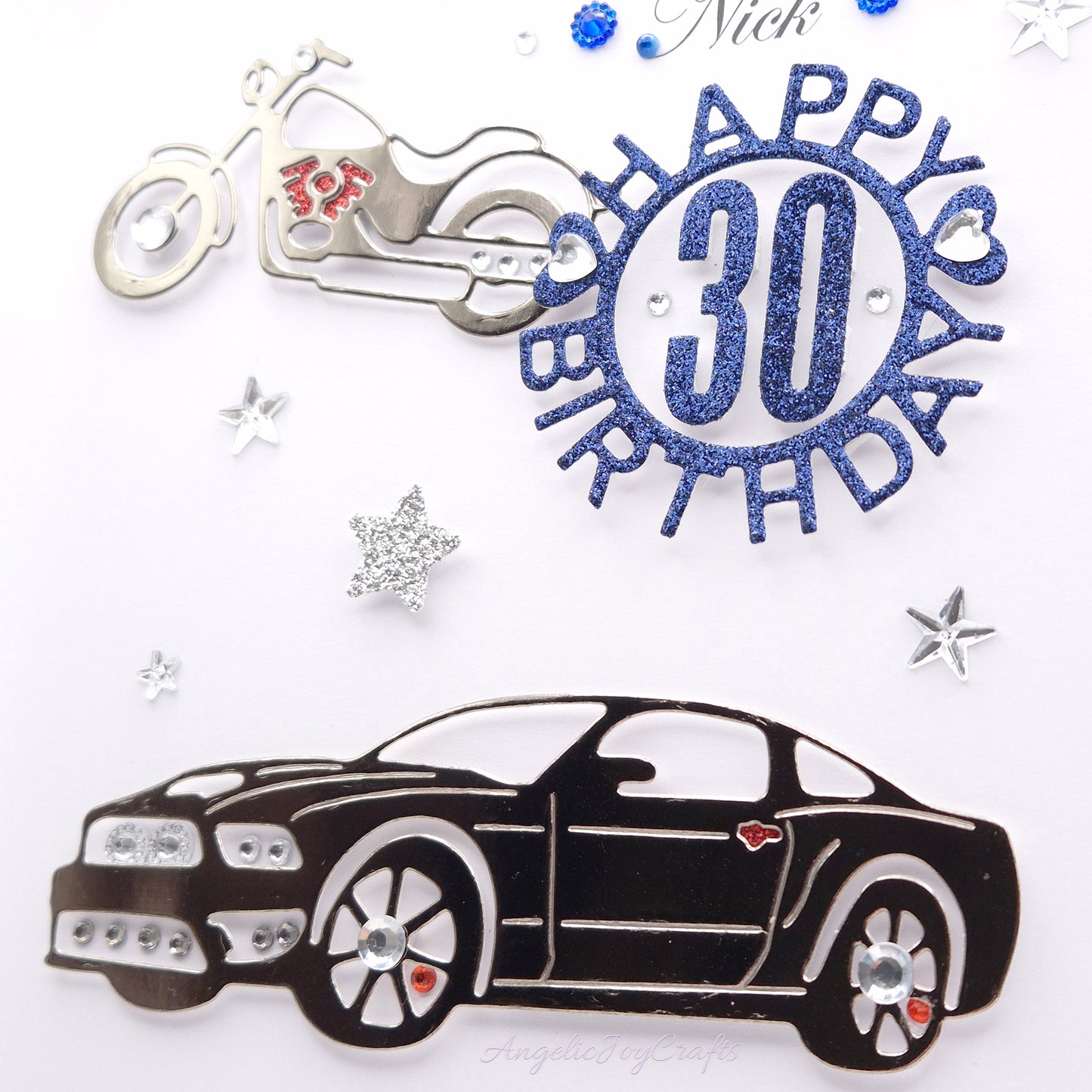 Handmade Personalised 3D Birthday Card with a Car & Motorbike + Complimentary Gift Box | Birthday | Birthday for Him