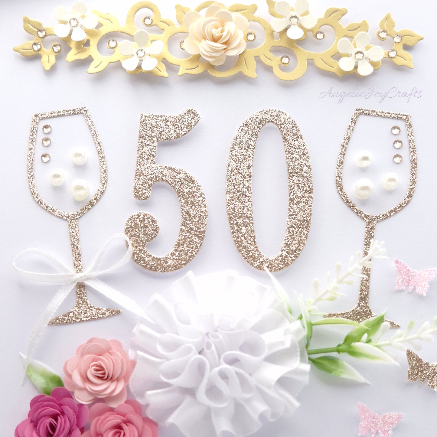 Handmade Personalised 3D Birthday Card with Champagne Flutes & Flowers + Complimentary Gift Box | Birthday | Mother's Day