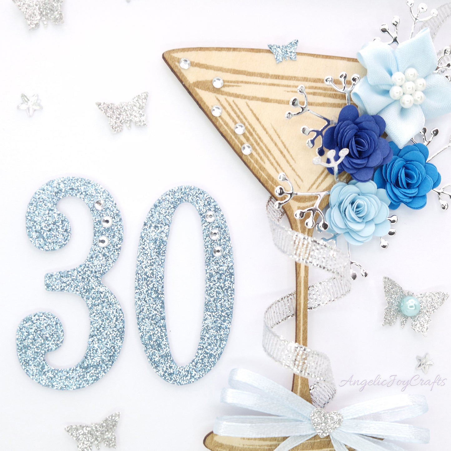 Handmade Personalised 3D Birthday Card with Martiny Glass & Flowers + Complimentary Gift Box | Birthday | Mother's Day
