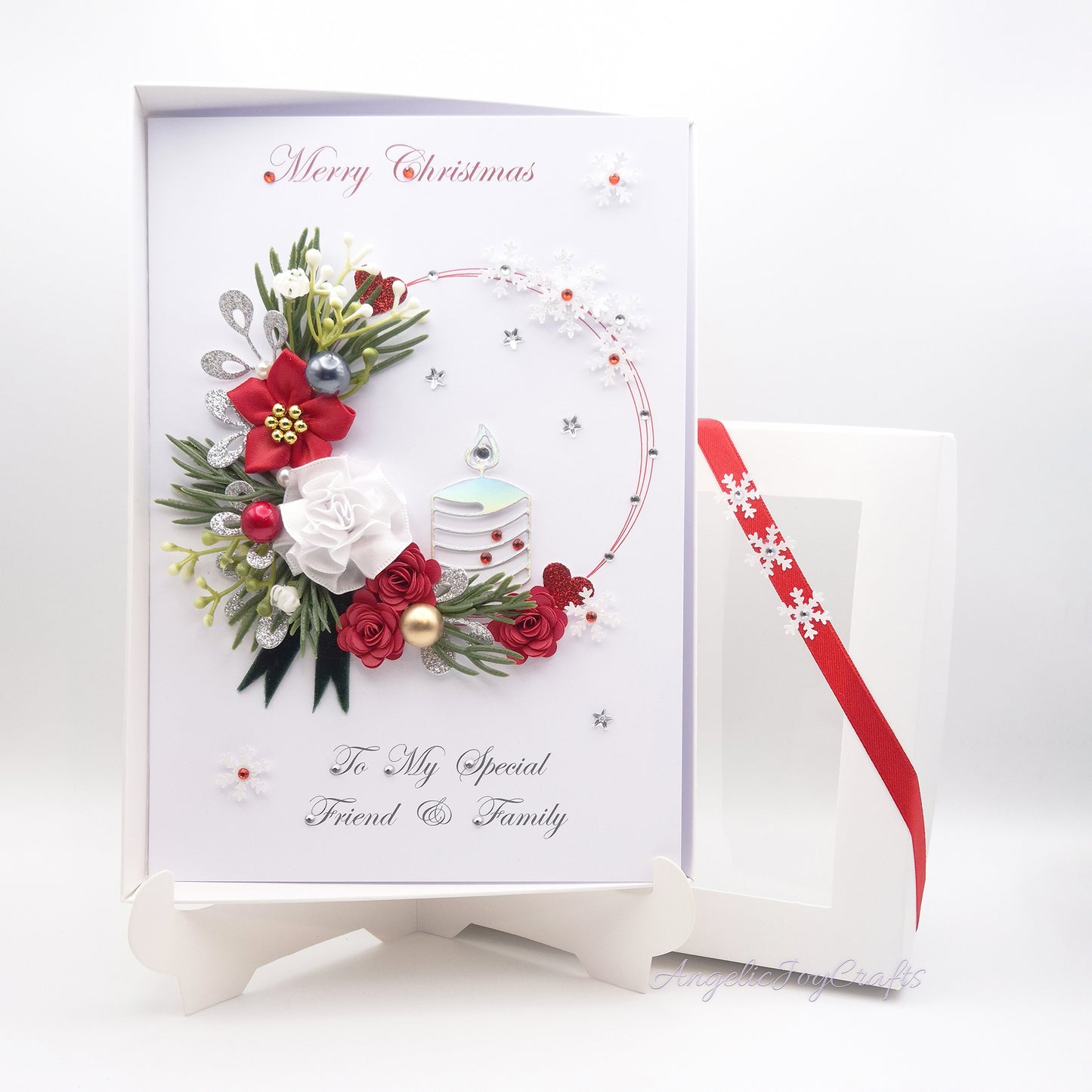 Handmade Personalised 3D Christmas Card with Spruce Branch & Candle + Complimentary Gift Box | Christmas | Noel | New Year