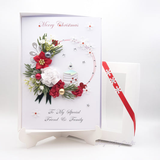 Handmade Personalised 3D Christmas Card with Spruce Branch & Candle + Complimentary Gift Box | Christmas | Noel | New Year