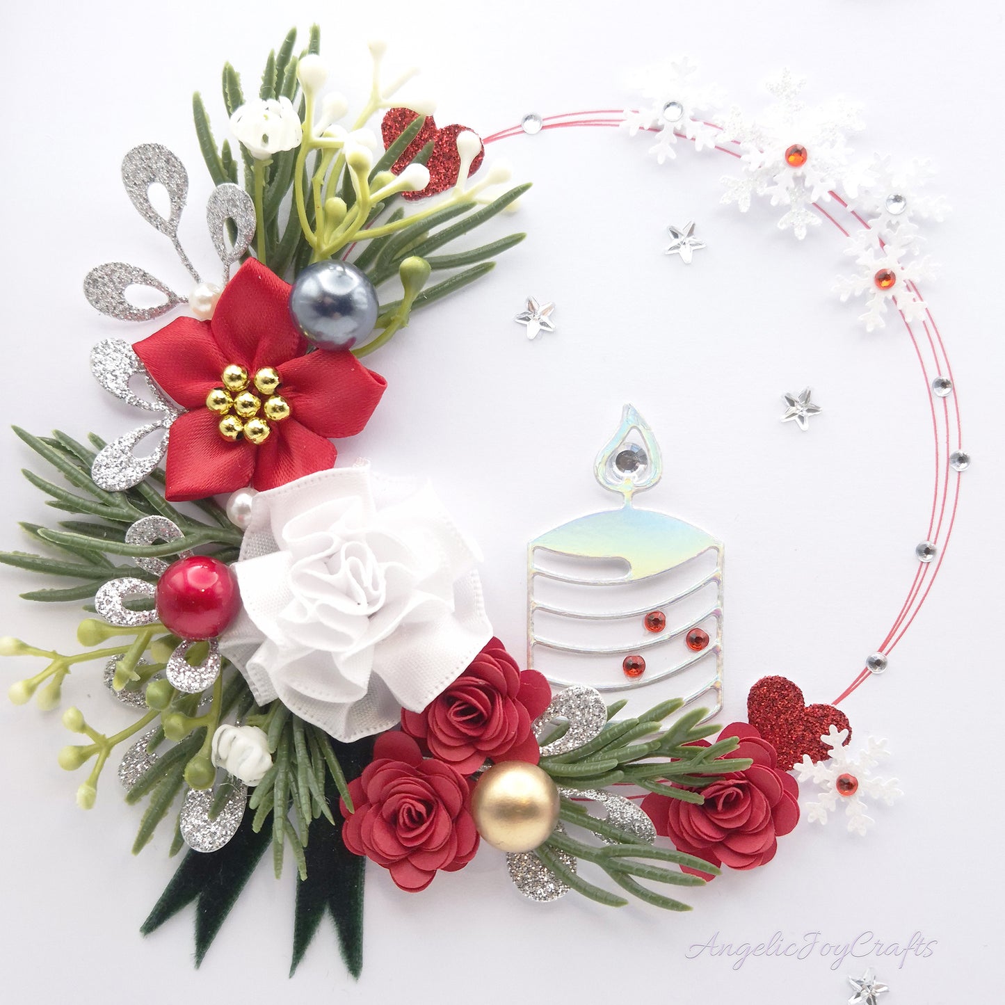 Handmade Personalised 3D Christmas Card with Spruce Branch & Candle + Complimentary Gift Box | Christmas | Noel | New Year