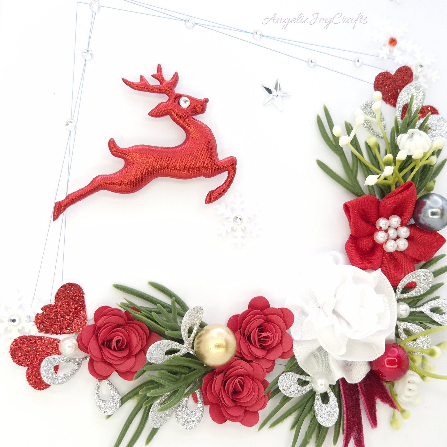 Handmade Personalised 3D Christmas Card with Spruce Branch & Deer + Complimentary Gift Box | Christmas | Noel | New Year