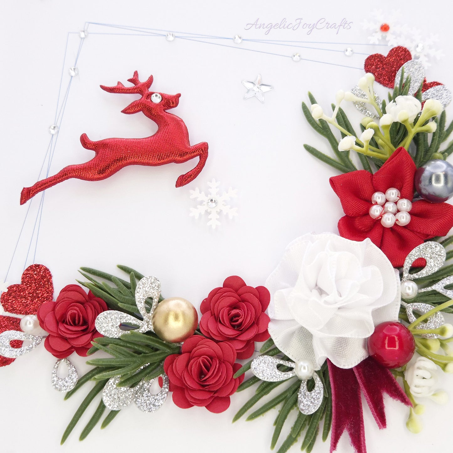 Handmade Personalised 3D Christmas Card with Spruce Branch & Deer + Complimentary Gift Box | Christmas | Noel | New Year