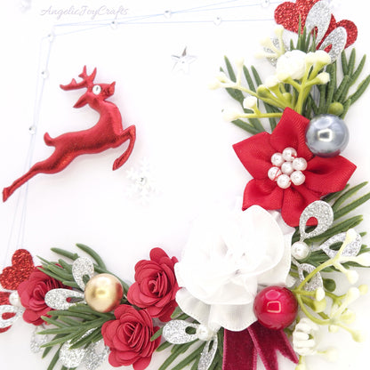 Handmade Personalised 3D Christmas Card with Spruce Branch & Deer + Complimentary Gift Box | Christmas | Noel | New Year