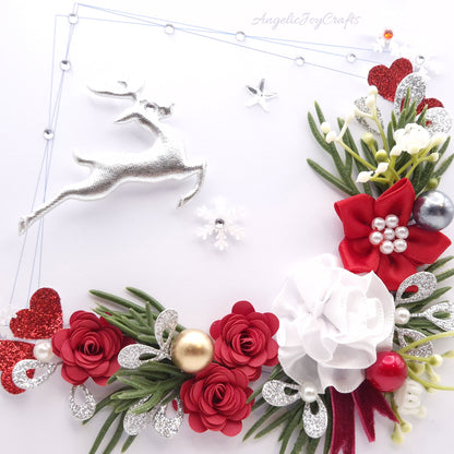 Handmade Personalised 3D Christmas Card with Spruce Branch & Deer + Complimentary Gift Box | Christmas | Noel | New Year