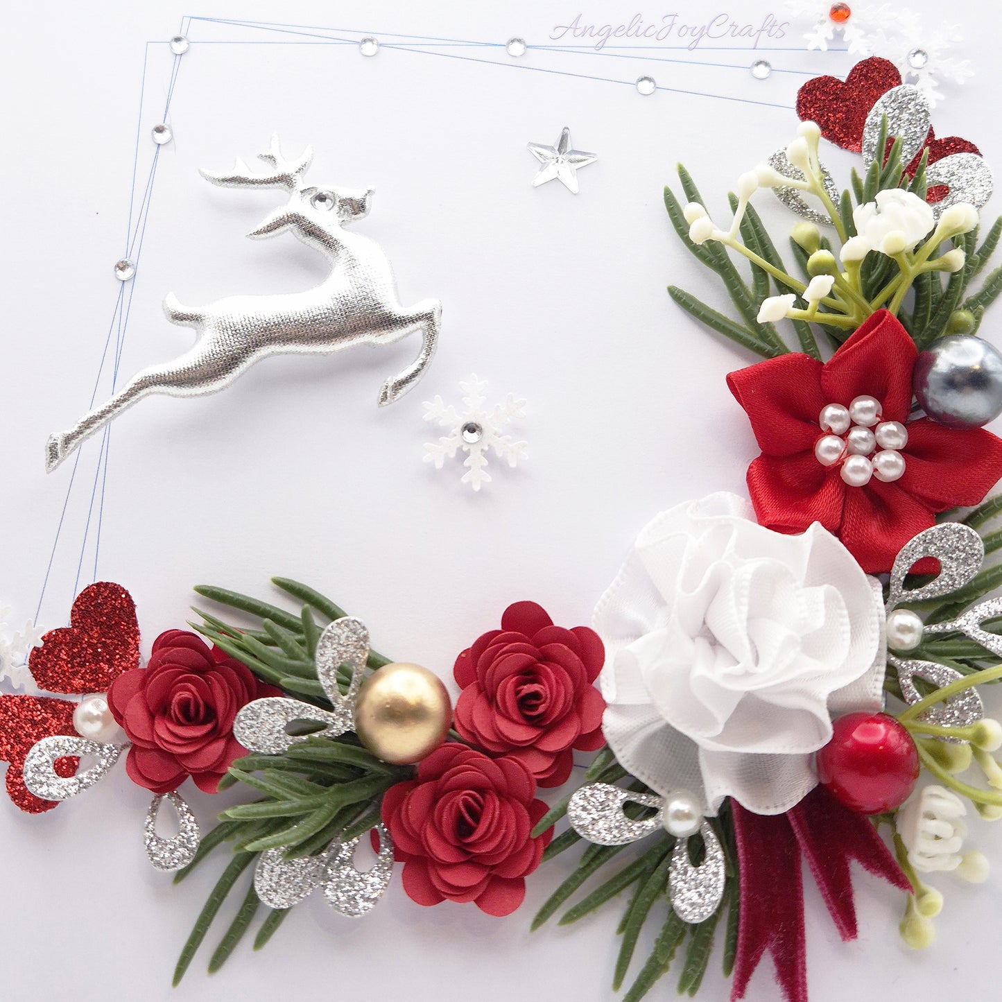 Handmade Personalised 3D Christmas Card with Spruce Branch & Deer + Complimentary Gift Box | Christmas | Noel | New Year