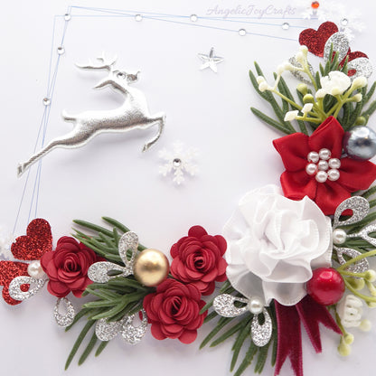 Handmade Personalised 3D Christmas Card with Spruce Branch & Deer + Complimentary Gift Box | Christmas | Noel | New Year