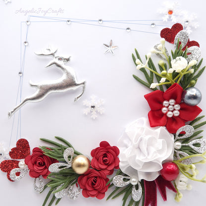 Handmade Personalised 3D Christmas Card with Spruce Branch & Deer + Complimentary Gift Box | Christmas | Noel | New Year