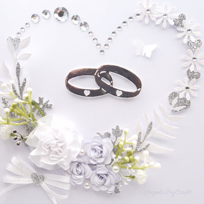 Handmade Personalised 3D Wedding Card with Floral Heart & Rings + Complimentary Gift Box | Anniversary | Engagement