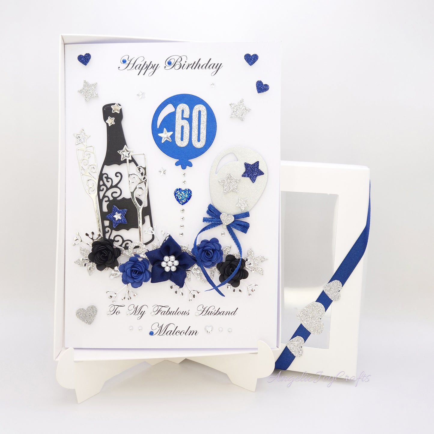 Handmade Personalised 3D Birthday Card with Balloons & Champagne + Complimentary Gift Box | Birthday | Birthday for Him | Mother's Day