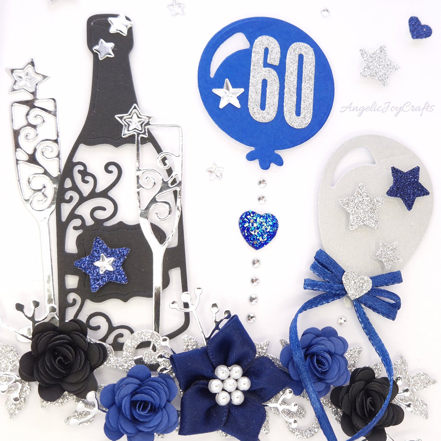 Handmade Personalised 3D Birthday Card with Balloons & Champagne + Complimentary Gift Box | Birthday | Birthday for Him | Mother's Day