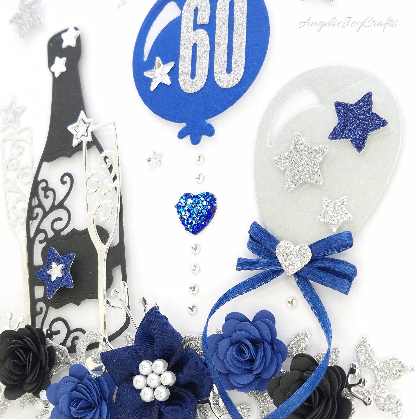 Handmade Personalised 3D Birthday Card with Balloons & Champagne + Complimentary Gift Box | Birthday | Birthday for Him | Mother's Day