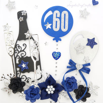 Handmade Personalised 3D Birthday Card with Balloons & Champagne + Complimentary Gift Box | Birthday | Birthday for Him | Mother's Day