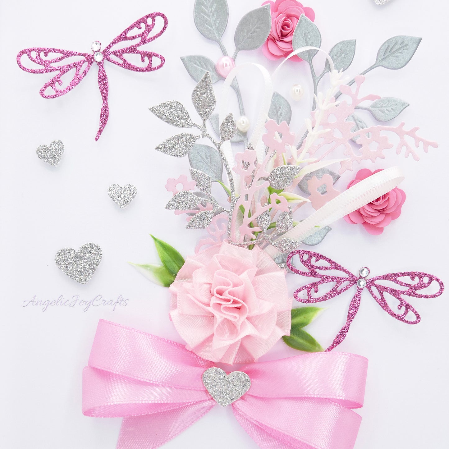Handmade Personalised 3D Birthday Card with Flowers & Bow + Complimentary Gift Box | Mother's Day
